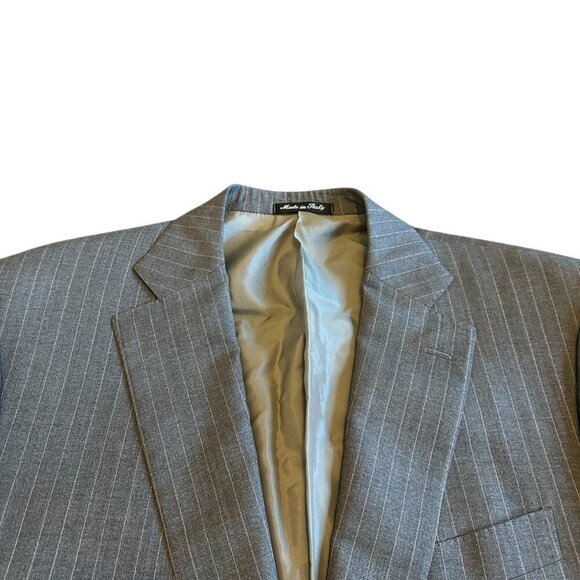 Pal Zileri Grey Pink Pinstripe Blazer Jacket Wool Silk Button Closure Size 52L - Picture 2 of 13